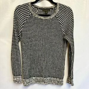 Banana Republic Women Sweater Pullover Black White Long Sleeve Size S Heavy Knit